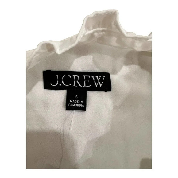 J.Crew Ivory Sleeveless Button Front Ruffle Neck Popover Top - Picture 3 of 6
